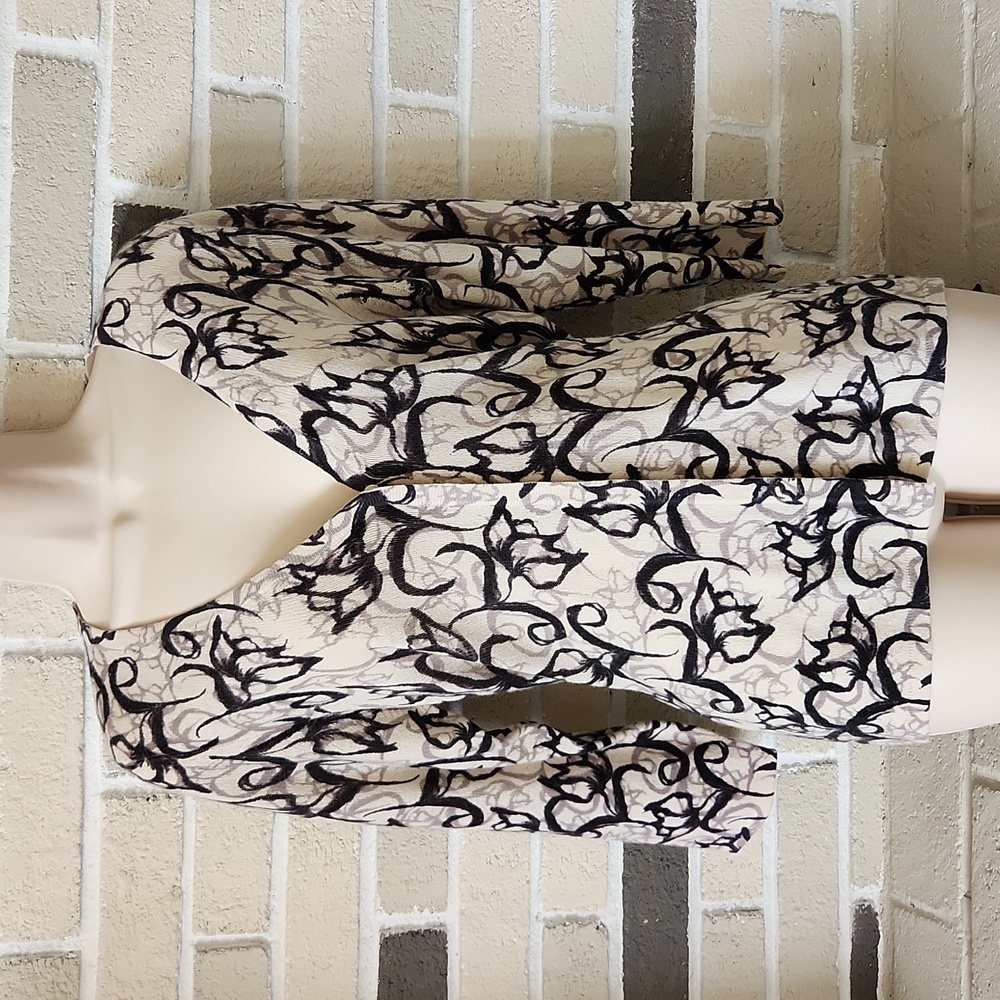 Sutton Cashmere 100% Cashmere Floral Cardigan Sweater Belted Black Ivory XL